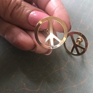 Vintage Peace Sign Screw back Earrings